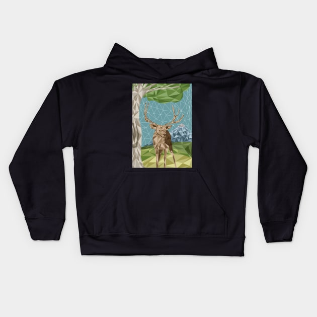 Prismatic Deer Kids Hoodie by ByVili